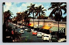 Worth Avenue Palm Beach Florida Street View Old Cars Palms Vintage PM Postcard picture
