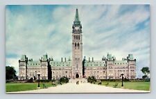 Main Building Peace Tower Parliament Bldg Ottawa Ontario Canada Postcard UNP VTG picture