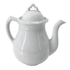 Antique White Ironstone China Teapot with Crazing Farmhouse Decor 9.5