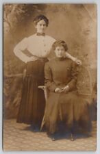 RPPC Pretty Young Ladies Braided Hair Sassy Sisters Real Photo Postcard O28 picture