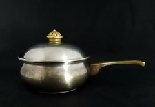 Vtg CONTINENTAL CUISINE Stainless Steel with Brass Mid Century German Saucepan * picture