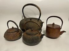 Lot Of 4 Japanese Tetsubin Cast Iron Teapot Tea Kettle Nanbu Testsu Rust picture