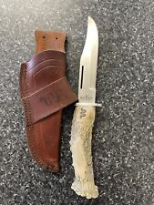 KING RANCH D2 Stag Fixed Blade Knife  Made In USA - W/Leather Sheath - Very Nice picture