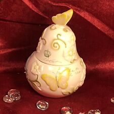 MIKASA  Antique Countryside PEAR  Covered Bowl BUTTERFLY  Lid Trinket Decor picture