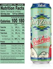 Arizona X FALLOUT Energy Drink Green Tea RED APPLE x1 Count picture