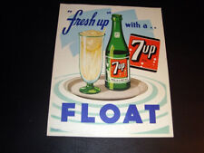 Circa 1940s 7UP Float Easel Back Cardboard Display picture