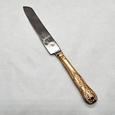 Vintage Treasure Master Cake Knife Stainless Japan Golden Handle Shell Hollywood picture