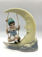 Vintage Lenwile China Ardalt Hand Painted Taiwan Child Clown Swinging On Moon picture