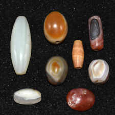 10 Ancient Central Asian Bactrian Banded Agate Stone Beads over 2000 Years old picture