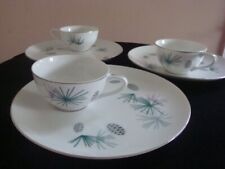 3 Vintage 1950’s Snack Plates & Cups Laurel Japan China, Pine Cone,  MCM picture