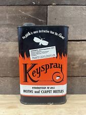 Vintage 1939 Keyspray Moth And Carpet Beetles Killer Tin Can Cleveland, Ohio picture
