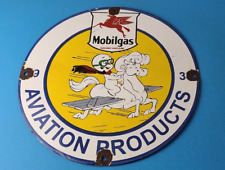 Vintage Mobil Sign - Pegasus Mobilgas Casper Gas Oil Pump Service Porcelain Sign picture
