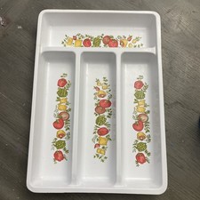 Vtg 1970’s Corning Spice Of Life Flatware, Utensil Tray Storage Organizer 4 Slot picture