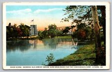 River Scene Old Armory of Confederate Army Athens Georgia c1920 Postcard picture