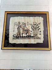 Hand Painted Egyptian Art Of Royals On Papyrus Signed&Custom Framed 19.5” x 23” picture