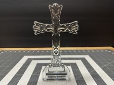 VTG WATERFORD CLEAR CRYSTAL 8 INCH STANDING CROSS RELIGIOUS JESUS CHRIST ETCHED picture
