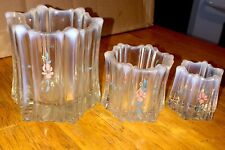 3 Vintage Fenton Handpainted Paneled Opalescent ￼Glass Vases ￼ picture