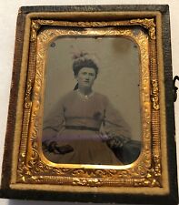 Antique Ambrotype Hand Colored Photo Of Women Image On Glass Case No Cover 9 picture