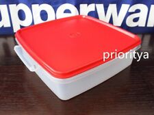 Tupperware Square Away Goody Box Container 2L/8 cup Clear w/ Red Seal New picture
