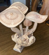 Magic Mushroom Wood Sculpted Toadstools/ 🍄 8” Figure Deco Unique See Pic picture