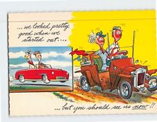Postcard Greeting Card with Quote and Couple Car Humor Comic Art Print picture