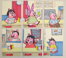 🐷 Original Sketch Card Set Rupert as BOB'S BURGERS Puzzle Lot  - Junk.Food.Art picture