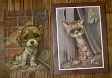 GIG vintage 1960's Pity Puppy ansd Pity Kitty Big Eye wall art set picture