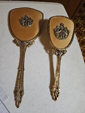 VANITY 24K GOLD PLATED METAL Mirror Brush Nontarnishable Rare Vintage picture