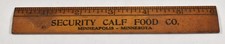 Vintage Security Calf Food Co Minneapolis MN Advertising 6 Inch Wood Ruler picture