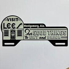 Lees Grill Restaurant Metal License Plate Tag Topper Sign Montgomery Alabama picture