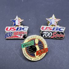 Bowling Lapel Hat Pin Gold Tone USBC 600 700 Series Award Champion 2000 Lot Of 3 picture