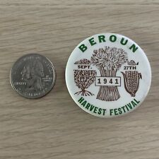 1941 Beroun Minnesota Harvest Festival Badge Pin Pinback Button #40378 picture