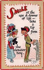 Dwig Comic Postcard Smile Downs of Life Tip From Elevator Boy Tuck Artist Signed picture