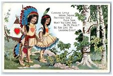 c1910's Valentine Girls Native American Heart Teepee Tent Antique Postcard picture