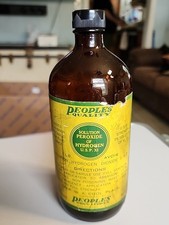 Vintage People’s Drug Store Hydrogen Peroxide 1lb Bottle Washington DC picture