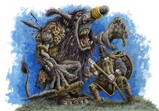 Heart Attack-Viking-vs-Troll- OOAK Original Dark Fantasy Painting-Myke picture