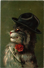 PC CATS, ARTIST SIGNED, BOULANGER, CAT WITH HAT, Vintage Postcard (b47422) picture