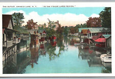 Owasco Lake NY Postcard The Outlet Houses Finger Lakes Cayuga County New York picture
