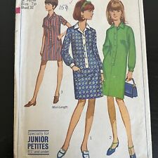 Vintage 1960s Simplicity 7317 Mod Jr Petite Dress + Shorts Sewing Pattern 7 CUT picture