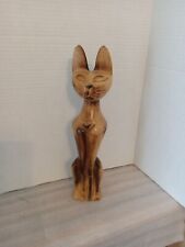 Vintage Monkey Pod Wood Carved Siamese  Cat picture