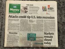 9/11 USA Today Money News Section September 11, 2001 Terrorist Attack Recession picture