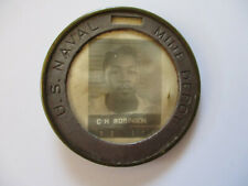 WWII era US Naval Mine Depot Black Male Metal Employee Photo ID Badge Pin picture