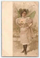 Surreal Postcard Woman Fairy Fantasy c1905 Unposted Antique picture