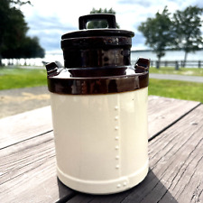 Vintage Nelson McCoy Canister Milk Can Shape USA 333 Cream Brown Lid Crock Pot picture