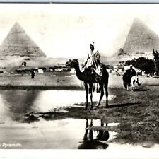 c1910s Cairo, Egypt Pyramids RPPC Giza Plateau Sphinx Camel Real Photo PC A135 picture