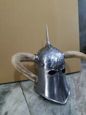 Halloween Dark Lord Helmet Medieval Armor Steel Viking Helmet With Wood Wing picture