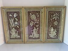 Lot of 3 1950s VTG Metalcraft Four Seasons 3-D Framed Wall Art Pictures MCM picture