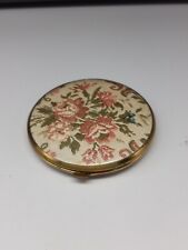 Vintage Western Germany Goldtone Floral Tapestry Design Mirror Compact picture