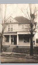 MAN STANDING ON PORT NICE HOUSE decatur il photo postcard rppc illinois history picture