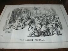 1882 Original POLITICAL CARTOON - New Year's Baby CHRISTMAS Children All NATIONS picture
